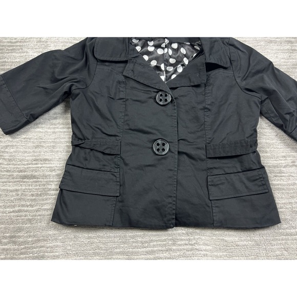 Ecologie Jacket‎ Womens Petite Large PL Black Button Front Half Sleeve - Picture 3 of 10